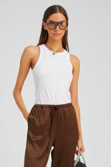 White Cotton Racer Tank