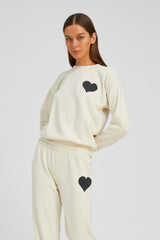 Vintage White Heart Sweatshirt