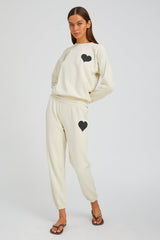 Vintage White Heart Sweatpants