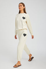 Vintage White Heart Sweatpants