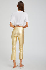 Metallic Gold Leather Crop Flare