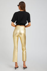 Metallic Gold Leather Ankle Flare