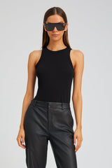 Black Cotton Racer Tank