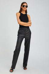 Black Leather Classic Trousers