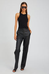 Black Leather Classic Trousers
