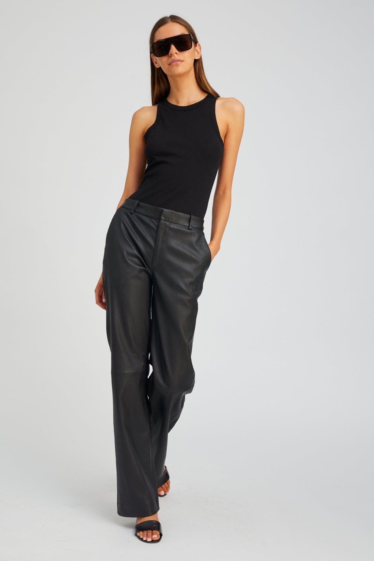 Black Cotton Racer Tank