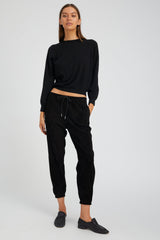Black Suede Sweatpants