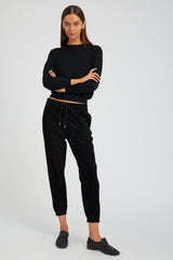 Black Suede Sweatpants