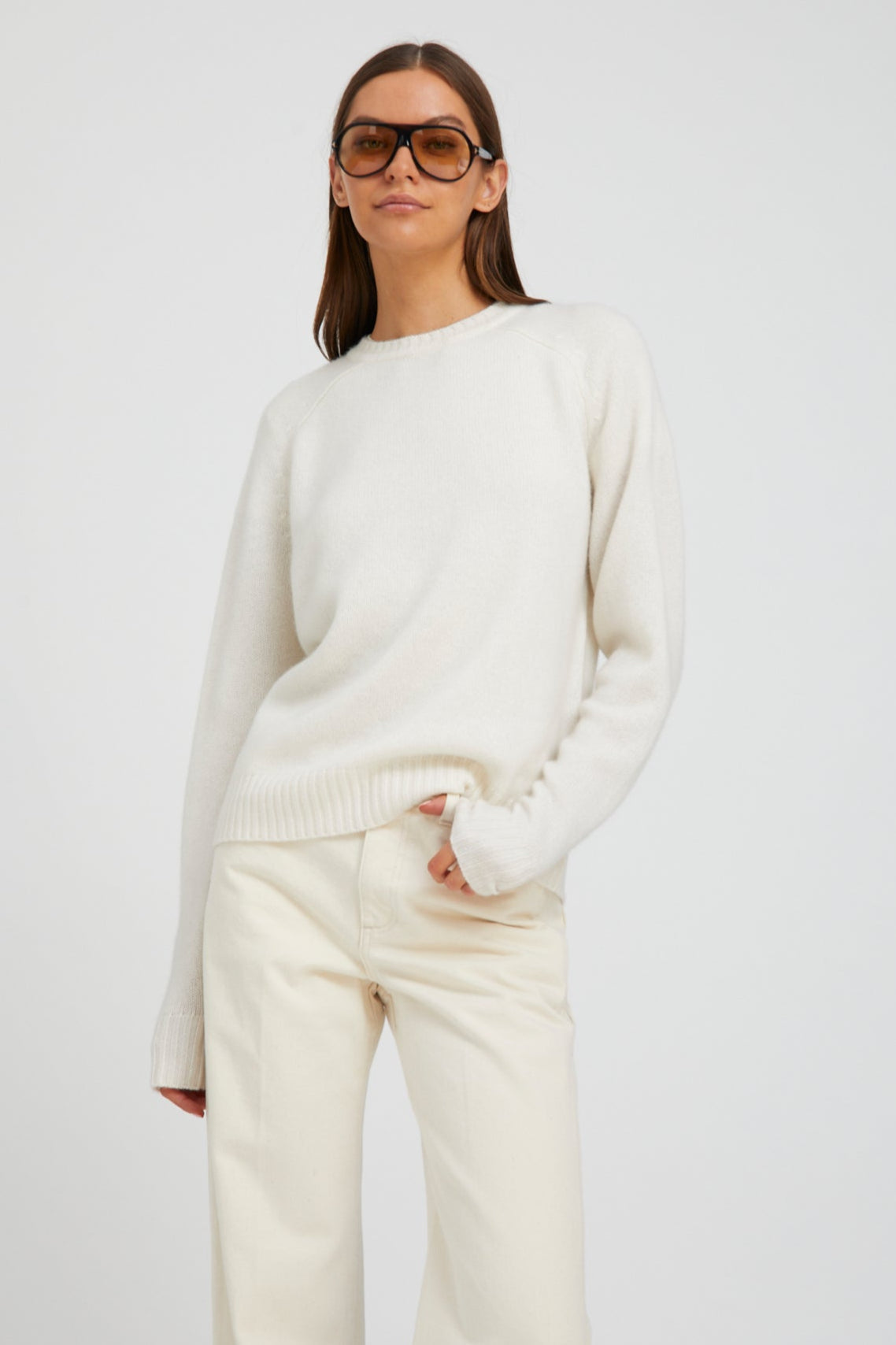 Chalk Cashmere Loose Gauge Crewneck
