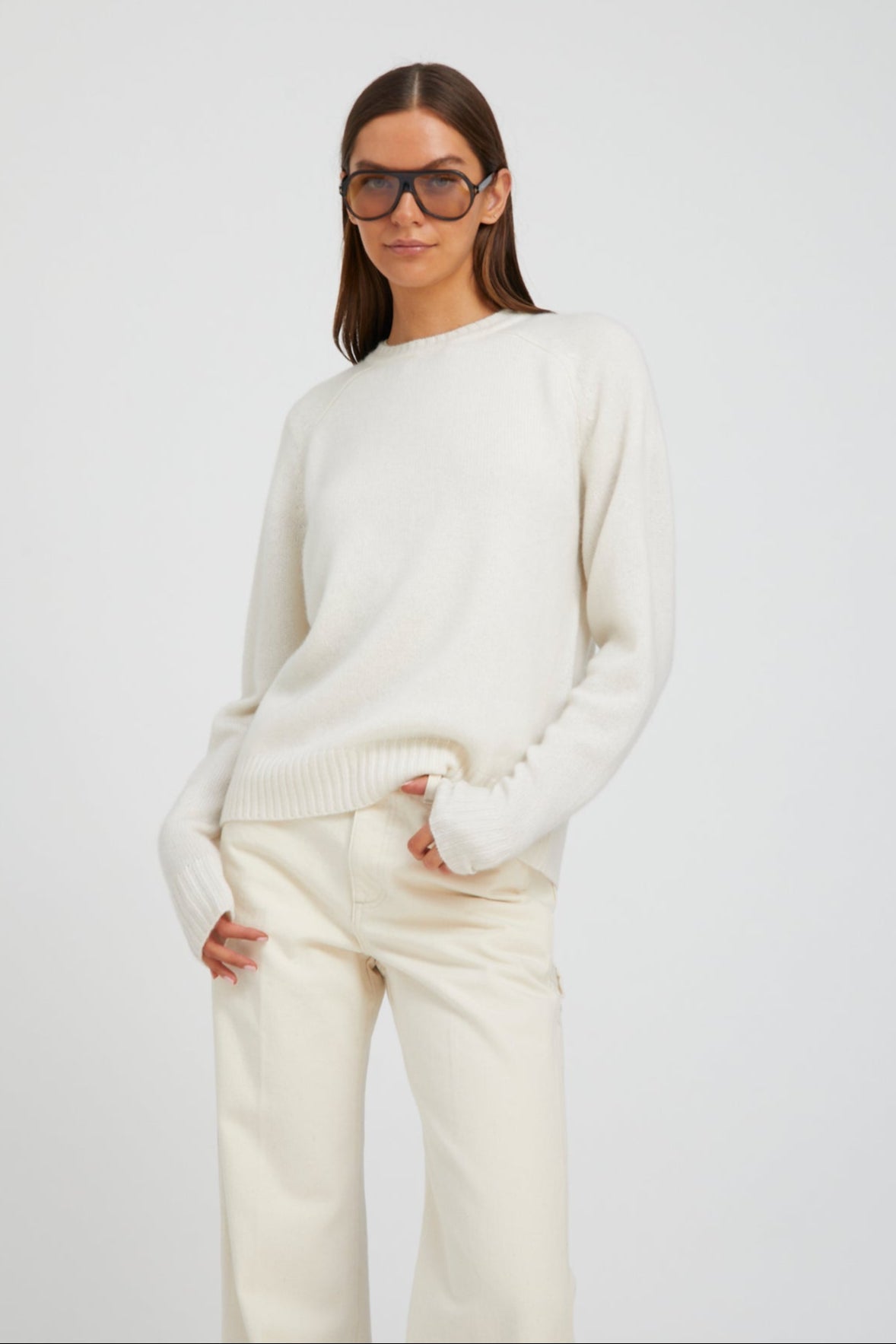 Chalk Cashmere Loose Gauge Crewneck