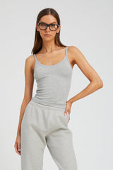Heather Grey Rib V Neck Tank