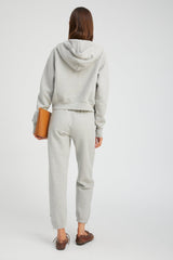 Heather Grey Cotton Shrunken Zip Up Hoodie