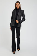 Black Leather Fitted Blazer