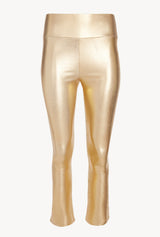 Metallic Gold Leather Ankle Flare