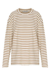 Camel Striped Long Sleeve Oversized Tee