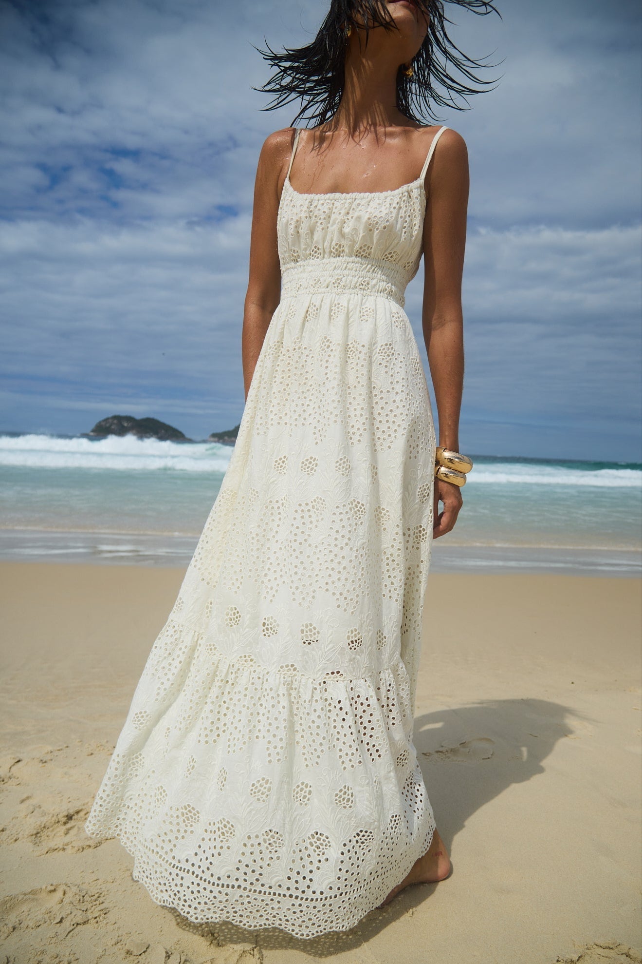 White Eyelet Ali Maxi Dress