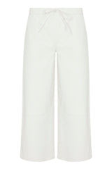 White Leather Cropped Baggy Pants