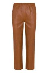 Chestnut Leather Sophia Pintuck Joggers