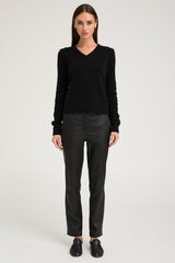 Black Leather Sophia Cigarette Trousers