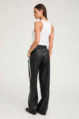 Black Leather Baggy Athletic Pants