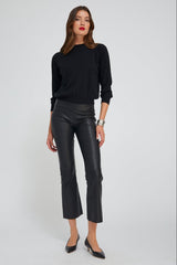 Black Leather Ankle Flare