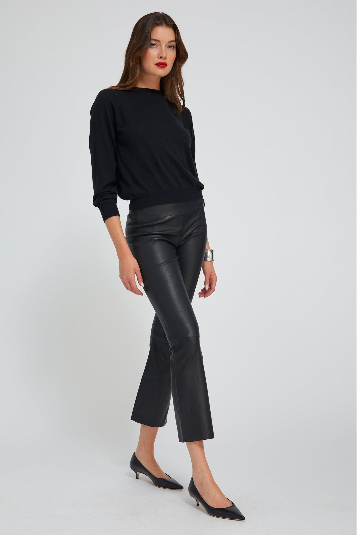 Black Leather Ankle Flare