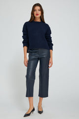 Midnight Leather Cropped Trousers