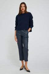 Midnight Leather Cropped Trousers