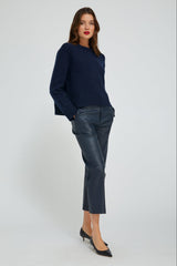 Midnight Leather Cropped Trousers