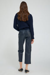 Midnight Leather Cropped Trousers