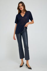 Midnight Leather Ankle Flare