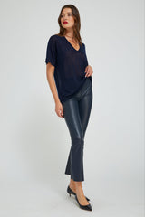 Midnight Leather Ankle Flare