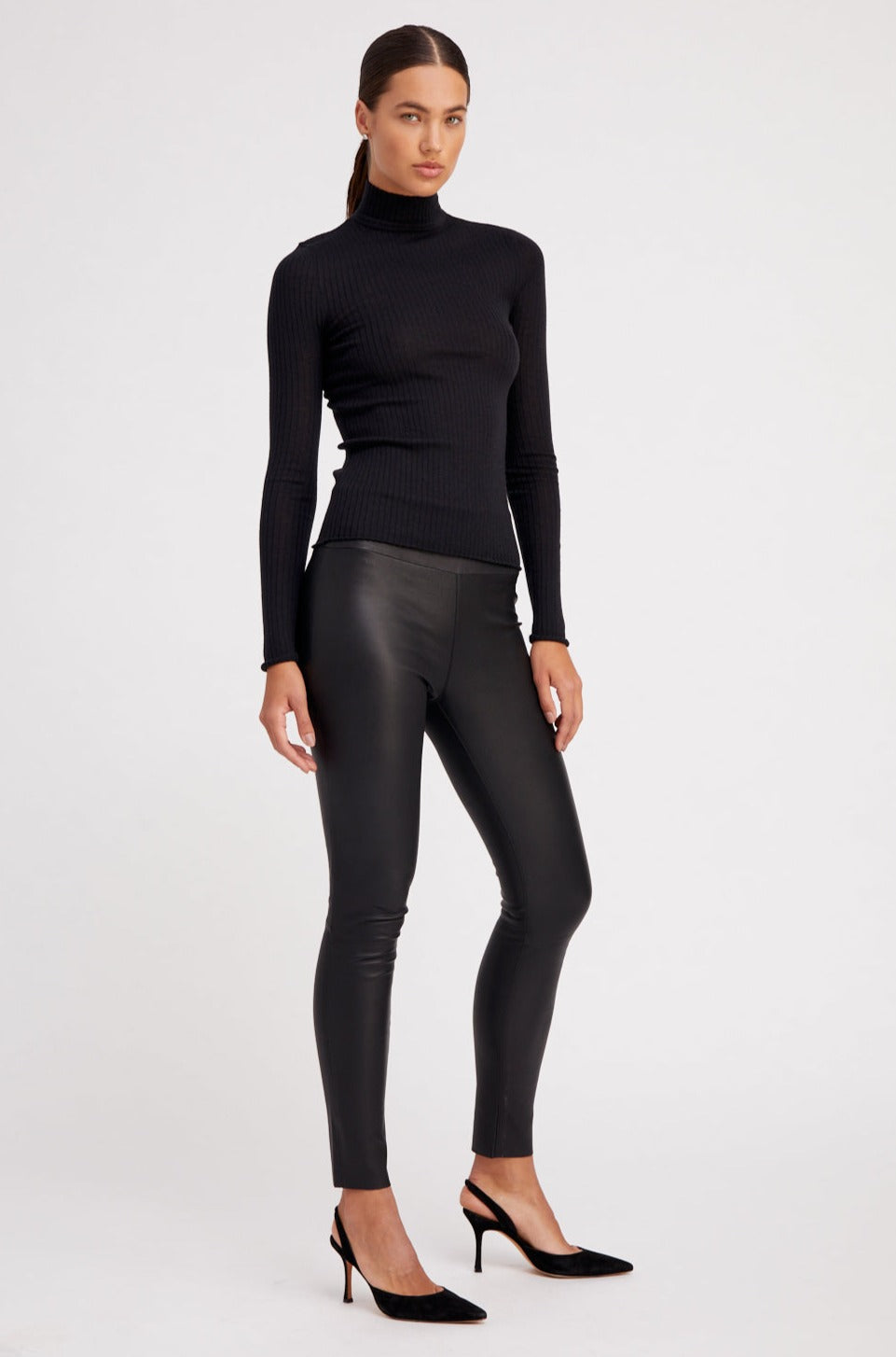 Black Cashmere Mock Neck