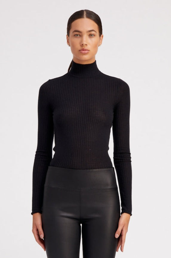 Black Cashmere Mock Neck