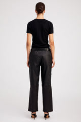 Black Leather Relaxed Trousers