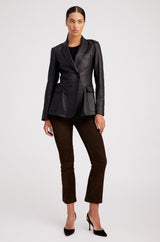 Black Leather Fitted Blazer