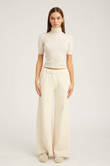 Ecru City Wide Leg Pants