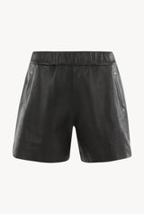 Black Leather Culotte Shorts