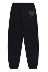 Black Glossy Heart Sweatpants