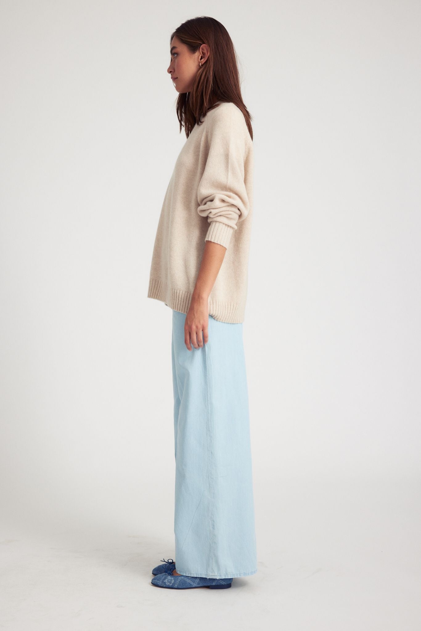 Oat Cashmere Loose Gauge Crewneck