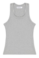 Heather Grey Rib Fitted Scooped Tank