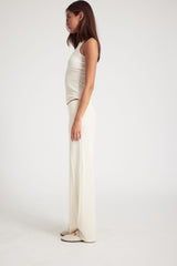 Creme Rib Wide Leg Pants